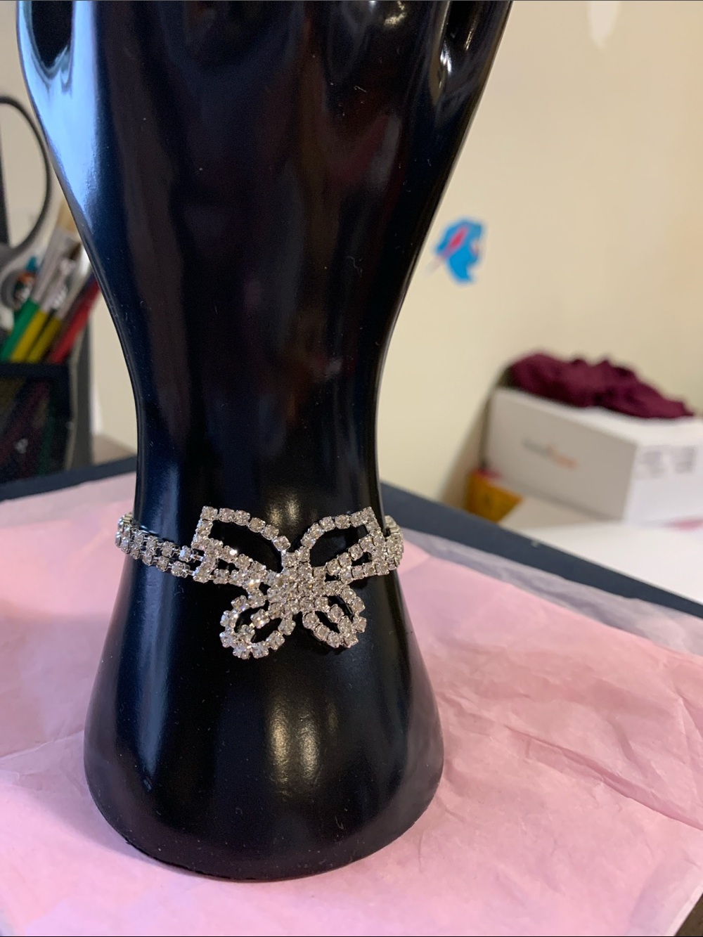 Crystal Butterfly Bracelet - Silver Rhinestone Accent - Picture 2 of 9